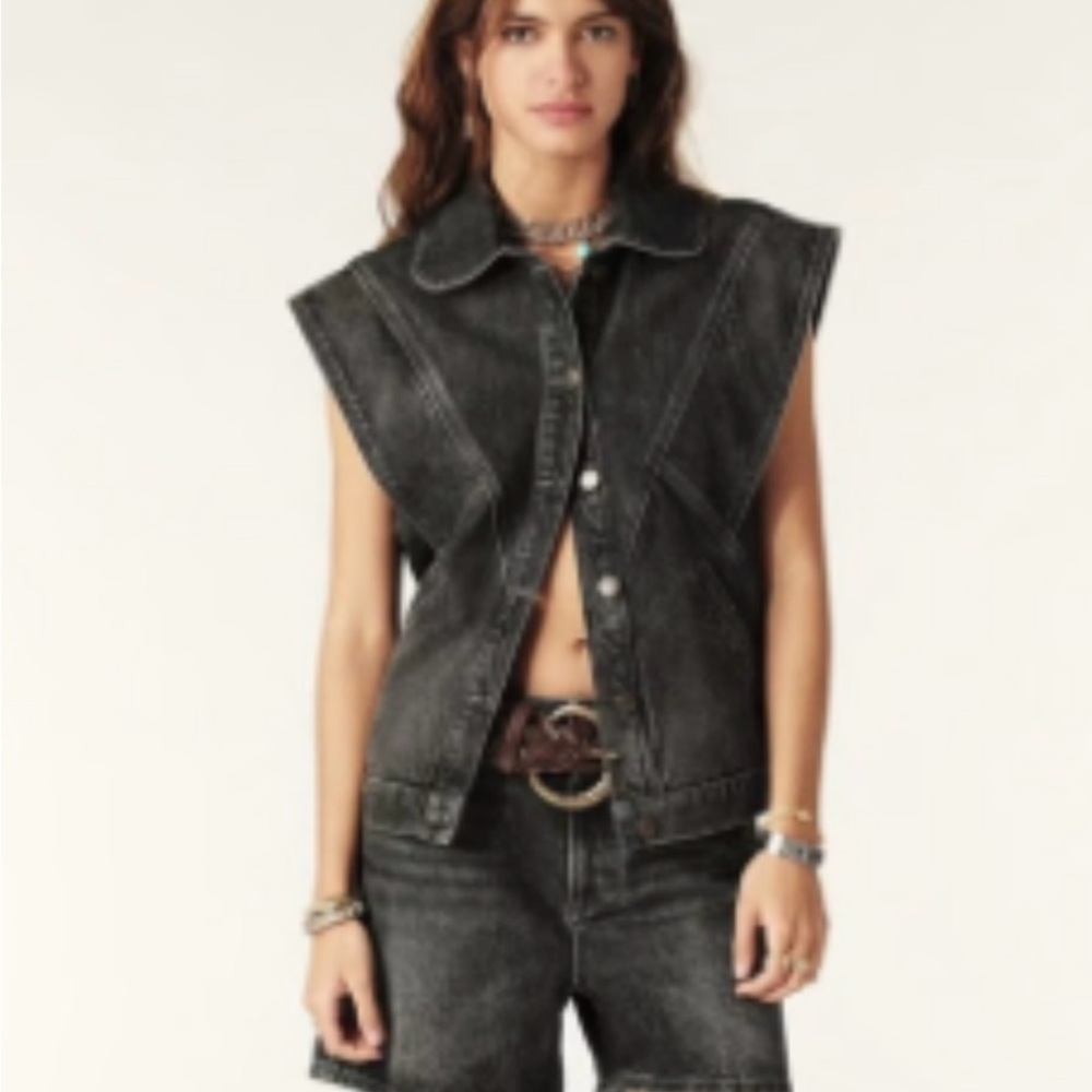 Ba&sh Charcoal Denim Vest in EU Size 1